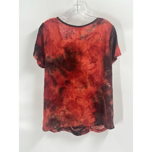 Dress Barn Y2K Velvet Paisley Ruched Square Neck Retro Grunge Whimsygoth Tee 1X - Picture 5 of 6